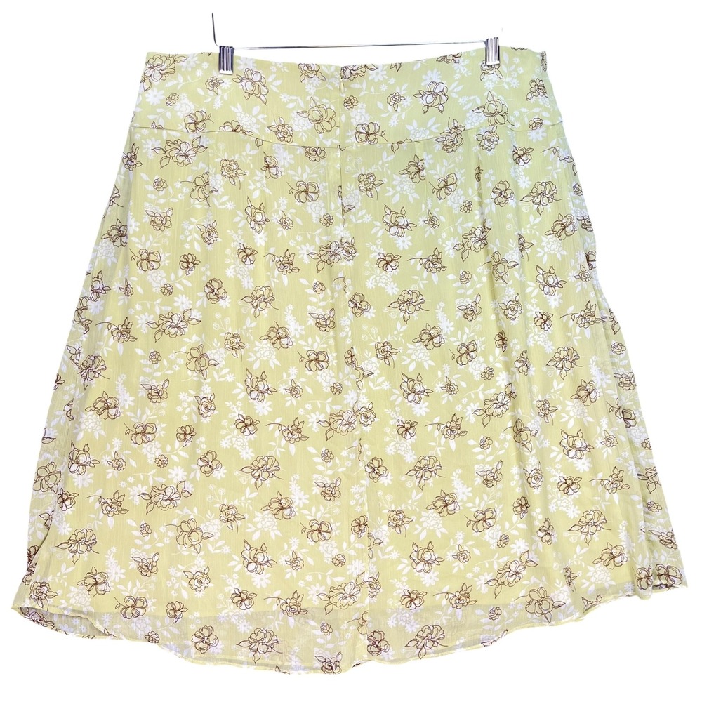 Sandra Darren Yellow Floral Cottagecore Garden Pleated Midi Skirt Size 18W - Picture 2 of 6